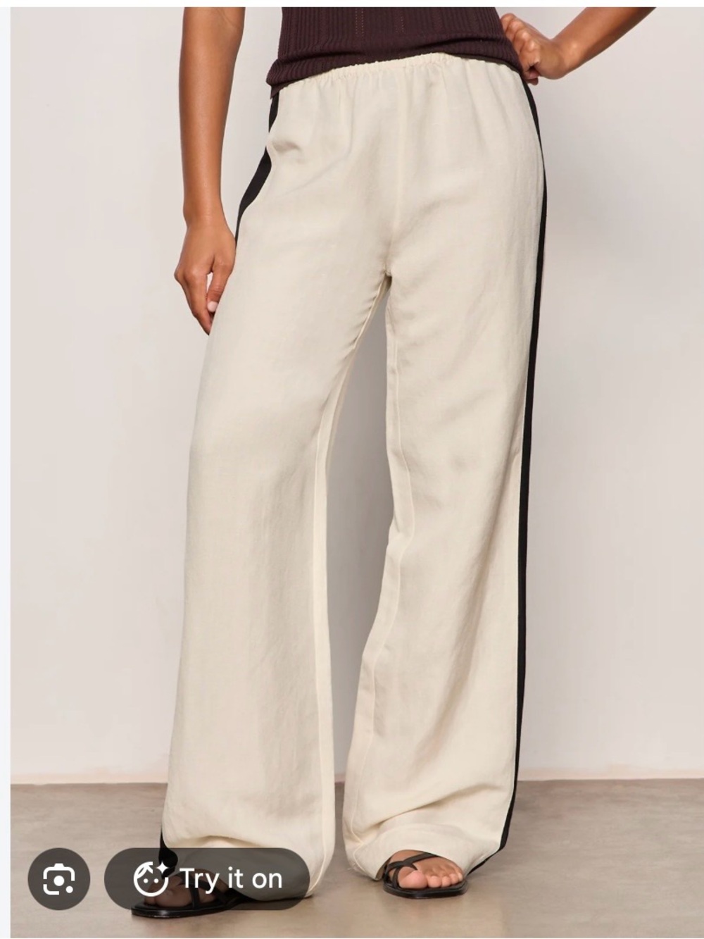 Women’s Cream Wide-Leg Drawstring Track Pants, Sz M